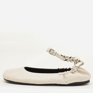 J.w.anderson Size 36.5 Cream Leather Chain Embellished Ballet Flats